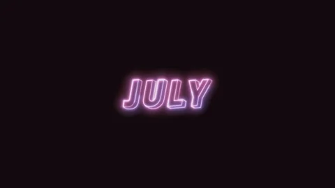 July Neon Text Seamless Loop with Black Background 4K Stock Footage 311302335