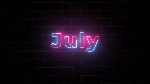 July  Neon text typography animation 4k video Stock Footage 278785979
