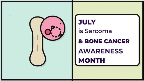 July Sarcoma and Bone Cancer Awareness Month Banner with Bone Icon Stock Footage 337630540