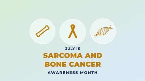 July Sarcoma and Bone Cancer Awareness Banner with Ribbon and Bone Icons Stock Footage 337630544