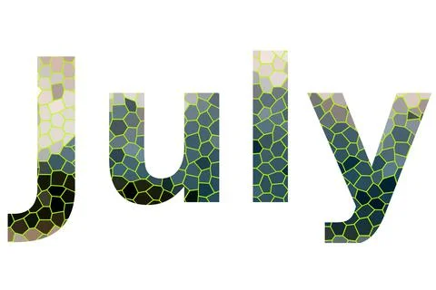 July text image stock design in colorful style letters Stock Illustration