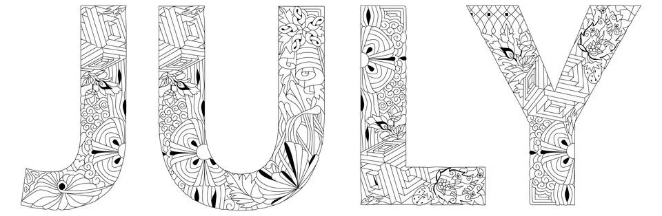 JULY. Vector zentangle object for decoration for coloring, for any purpose イラスト素材