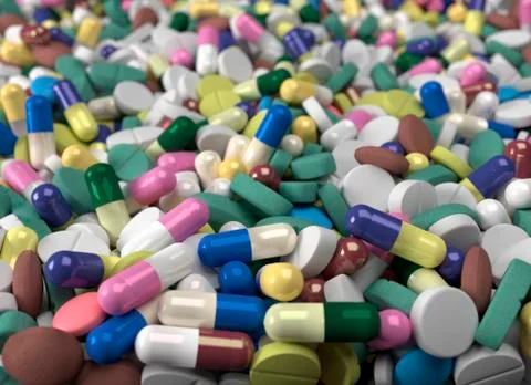 Jumble of pills Stock Illustration