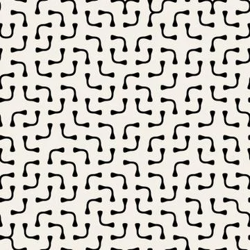 Jumble Rounded Lines. Vector Seamless Black and White Pattern Stockillustratie