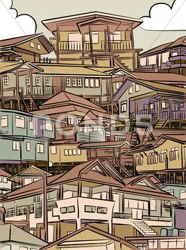 Jumbled housing Ilustraciones de archivo