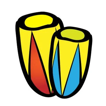 Jumbo drum percussion musical instruments vector flat icon. Djembe isolated Illustrazione stock