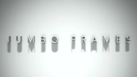 Jumbo frames 3D title animation white text on a white background Stock Footage 299757953