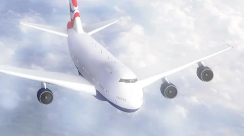 Jumbo jet flying through clouds Video stock 57406525