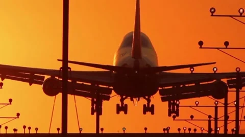 Jumbo Jet Landing Crop with audio Stock Footage