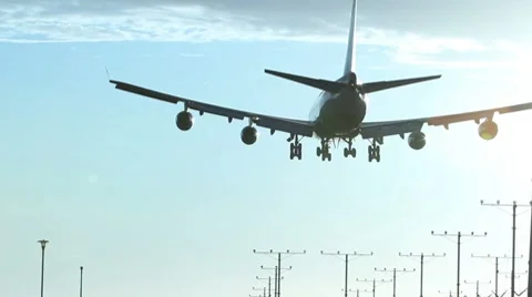 Jumbo Jet Landing Stock Footage 8604933