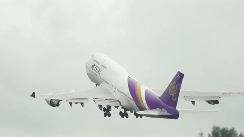 Jumbo jet of Thai Airways departure Stock Footage 229957274