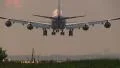 Jumbojet landing at dusk HD Footage