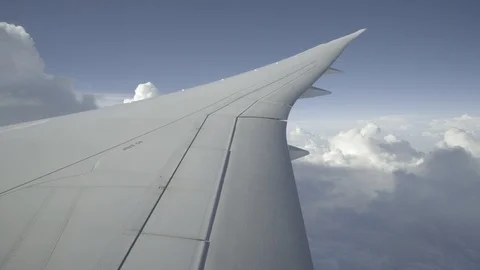 Jumbojet Passenger Airplane Boeing 787 Dreamliner Flying, Landing Takeoff Clouds Stock Footage 88972942