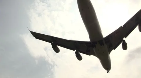 JumboJet passes low overhead Stock Footage 8552215