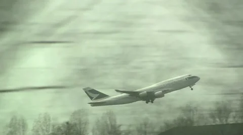 Jumbojet taking off while driving Stock Footage 10891468