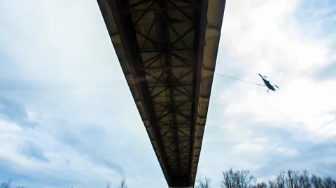 Jump across the bridge Video stock 45990458