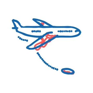 Jump from airplane icon doodle illustration Illustration