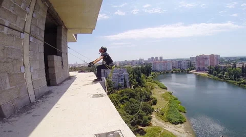 Jump backwards with arms outstretched Stock Footage 68068400