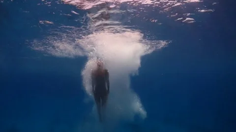 Jump in to the blue Video stock 72289695