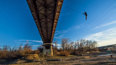 Jump bridge  against the blue sky with clouds Stock Footage 46995782