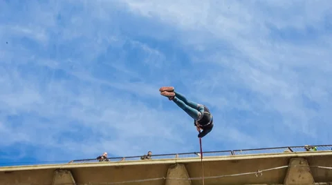 Jump bridge  against the blue sky with clouds Stock Footage 46997668