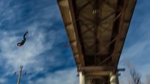 Jump bridge  on the background of clouds Stock Footage 46998300