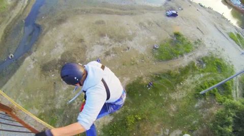 Jump from the bridge down with complicated coup Stock Footage 53350275