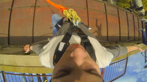 Jump from the bridge facing forward Stock Footage 34363371