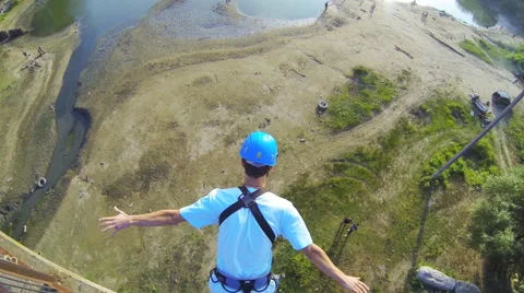 Jump from the bridge facing forward Stock Footage 53349838