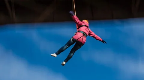 Jump off the bridge, head first down on the relieving Stock Footage 46997653