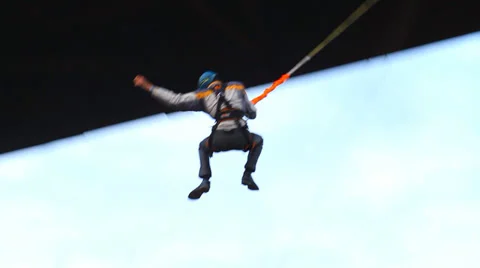 Jump off the bridge head forward and down with the coup Stock Footage 34013896