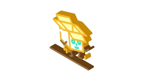 Jump cardboard box character isometric icon animation Stock Footage 327290571