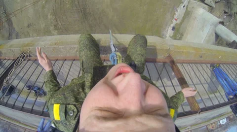 Jump facing forward with eyes closed Stock Footage 38042265