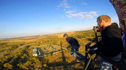 Jump from a factory pipe arms spread Stock Footage 42419181