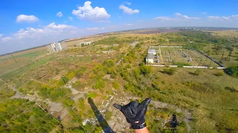 Jump from a factory pipe with the coup in the first person Stock Footage 42418537