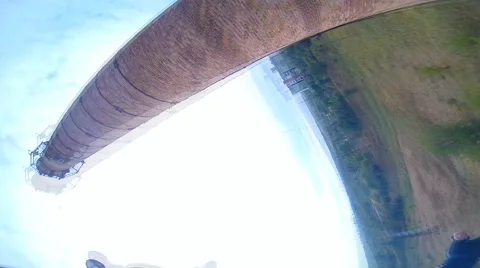 Jump from a factory pipe with the coup in the first person Stock Footage 42418748