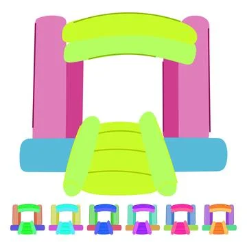 Jump inflatable castle vector cartoon graphic Illustrazione stock
