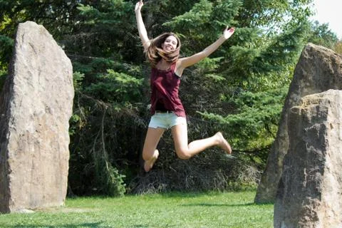 Jump of joy! Stock Photos