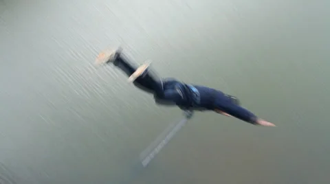Jump man from bridge Stock Footage 33610376