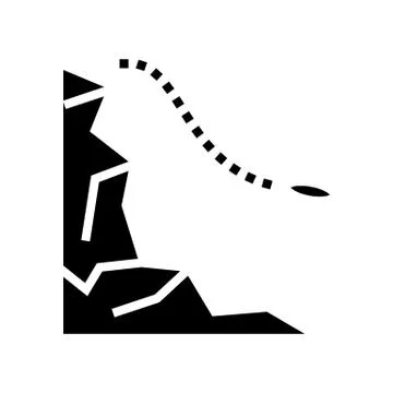 Jump from mountain glyph icon vector illustration Illustration