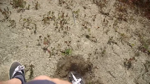 Jump from the mountain, the ground falls Stock Footage 94970522