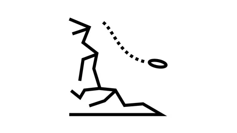 Jump from mountain line icon animation Stock Footage 157257579