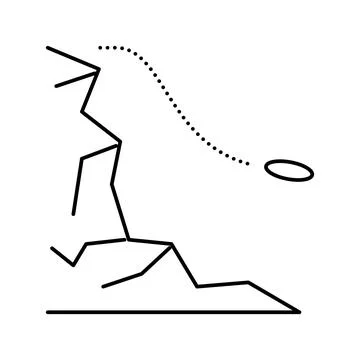 Jump from mountain line icon vector illustration Illustration