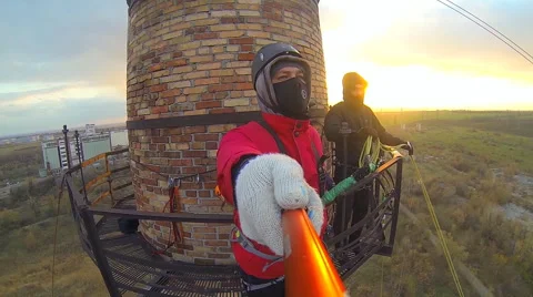 Jump ninja style selfy Stock Footage 43806596