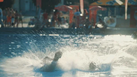 Jump into the pool Stock Footage 151899091
