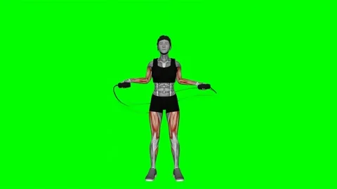 Jump Rope basic jump female green screen fitness gym exercise workout animation  库存影片 247707806