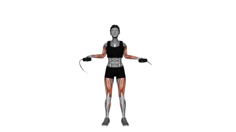 Jump Rope basic jump female white screen fitness gym exercise workout animation  Видео 247708382