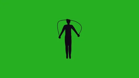 Jump Rope Exercise Silhouette Man Fitness Workout Green Screen Animation 4K Video stock 330999867