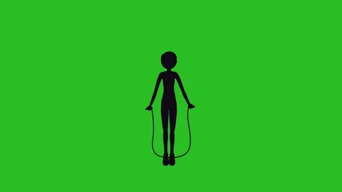 Jump Rope Exercise Silhouette Woman Green Screen Fitness Animation 4K Video stock 330999853