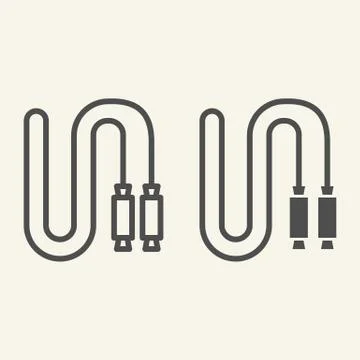 Jump rope line and solid icon. Skip rope outline style pictogram on beige Illustrazione stock